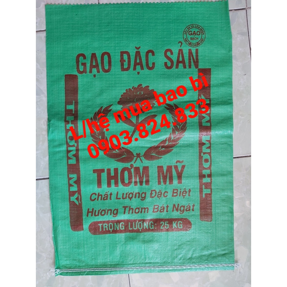 Bao đựng gạo Thơm Mỹ 25kg màu xanh combo 50 cái