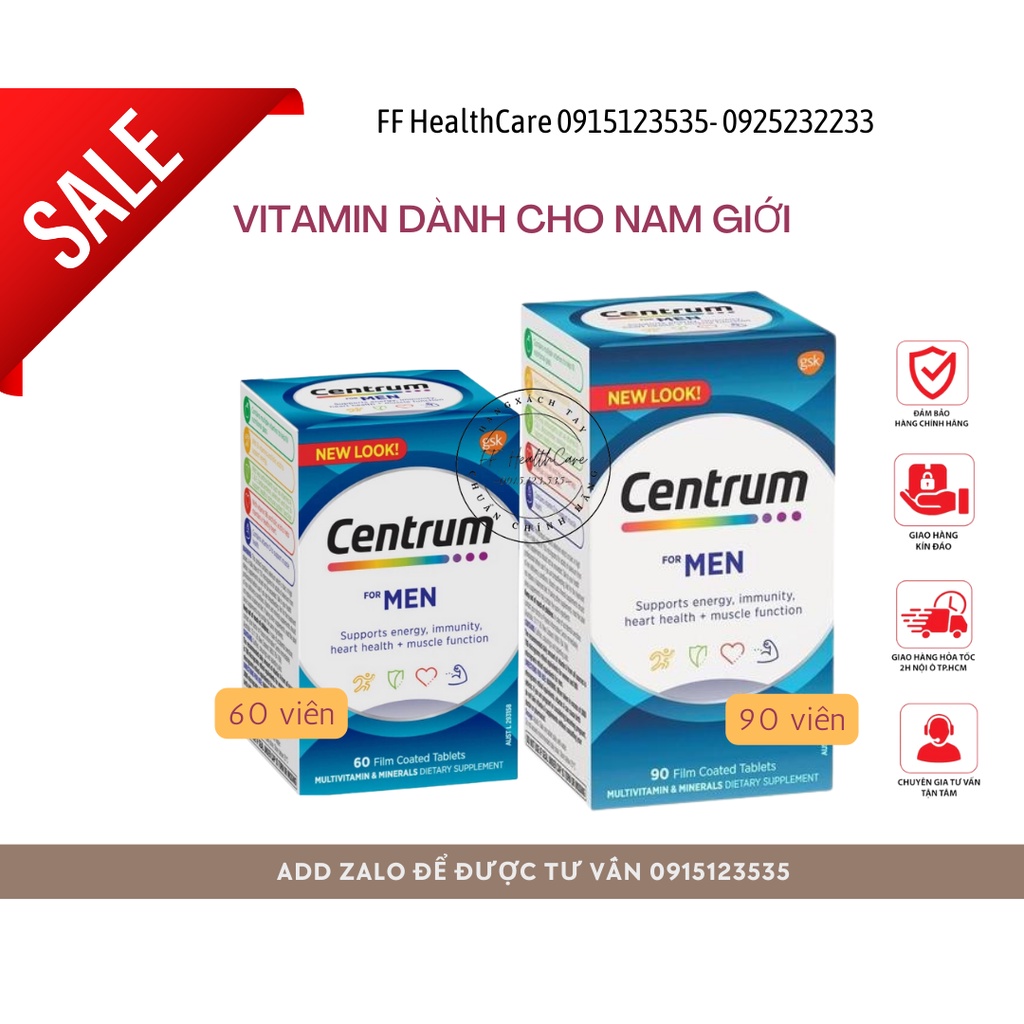 Vitamin Centrum Men 60 Viên Úc- Vitamin tổng hợp dành cho nam giới dưới 50 tuổi