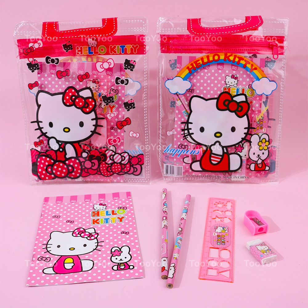 Set túi dụng cụ học tập Hello Kitty 6 món dễ thương cute HK0032