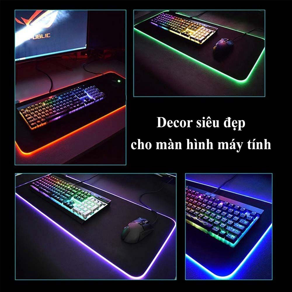 Lót chuột lót bàn phím máy tính văn phòng chơi game giá rẻ, bàn di chuột đa kích thước có đèn led đa sắc RGB