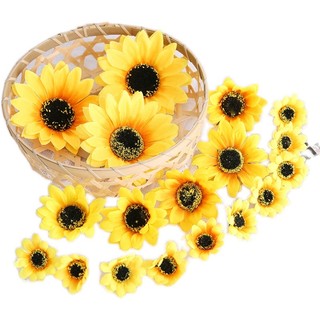 Đầu bông hoa hướng dương lụa trang trí