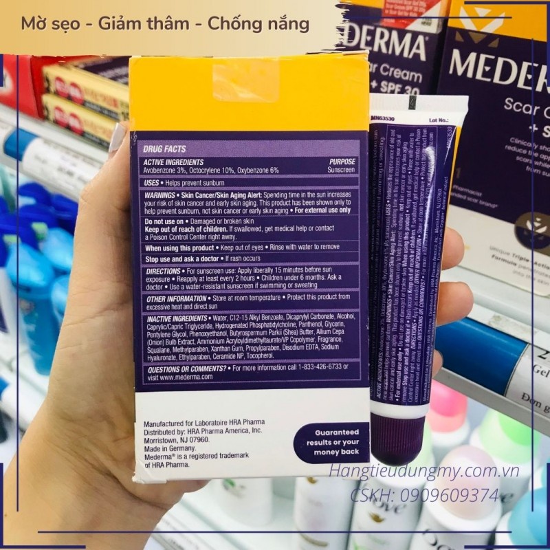 Kem mờ sẹo nhanh Mederma Scar Cream Plus SPF 30 (20g)