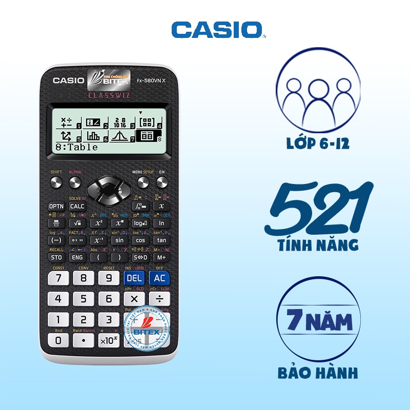 Máy Tính Casio FX-580 VNX Hàng Chính Hãng Bảo Hành 7 Năm
