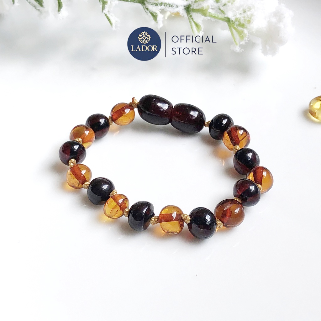 Vòng tay Amber hạt tròn tự nhiên cho bé - Trang sức Lador - LD00019