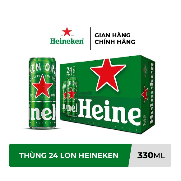 HỎA TỐC HCM - Thùng 24 lon bia Heineken lon cao 330ml