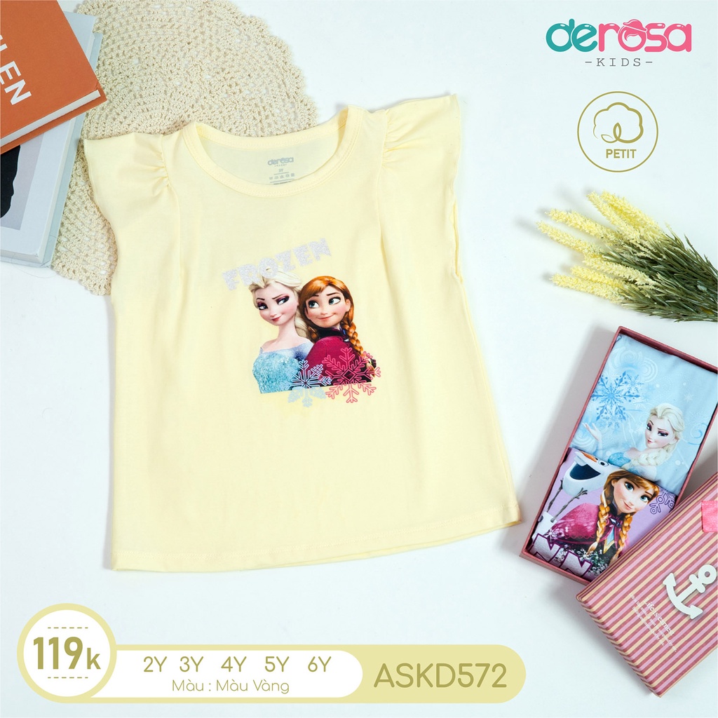 Áo cộc tay cho bé gái DEROSA KIDS chất liệu cotton từ 2 đến 6 tuổi ASKD572A