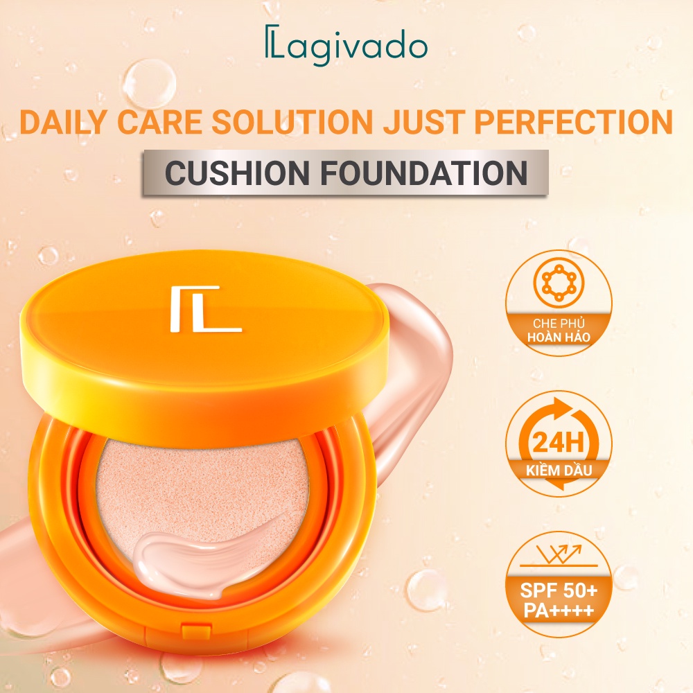 Phấn nước che khuyết điểm, kiềm dầu 24h Lagivado Perfection Cushion Foundation - 15g
