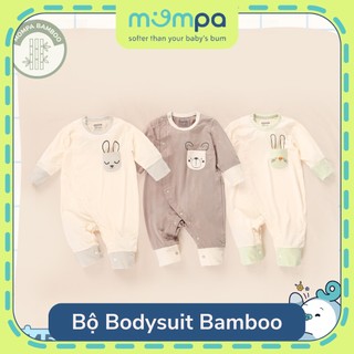 Bộ Bodysuit sơ sinh cho bé Mompa 0-6 tháng vải sợi tre BAMBOO cúc chéo dài tay mềm mại thấm hút co giãn 405