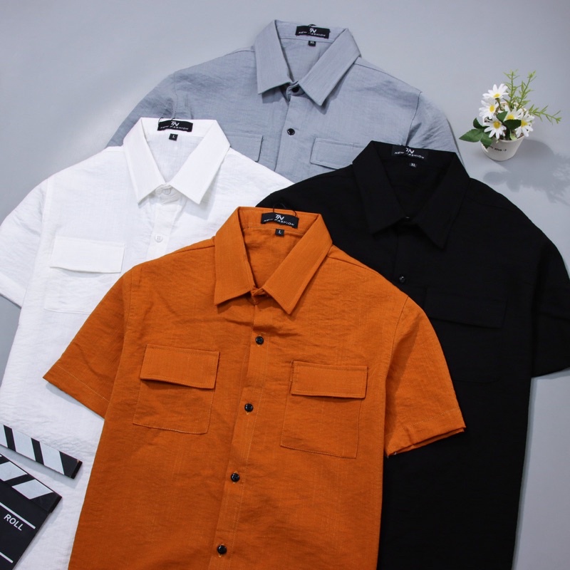 ÁO SƠ MI NAM ĐŨI TỰ NHIÊN - PHỐI TÚI NẮP SMTN