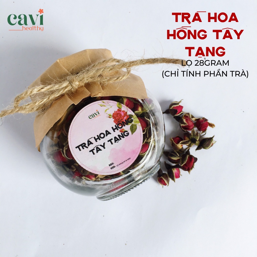 Lọ Trà Hoa Hồng Tây Tạng Sấy Khô Nguyên Nụ Thơm Đẹp Cavi Healthy Giảm Stress, Thải Độc