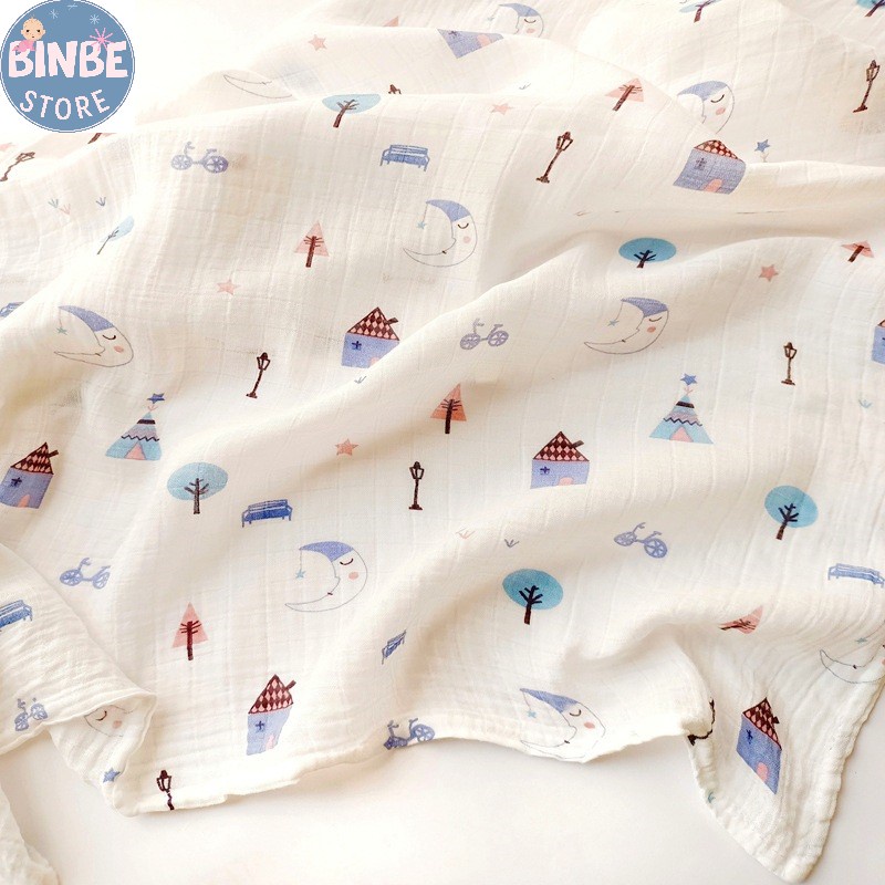 Khăn tắm sợi tre cho bé, khăn quấn bé sơ sinh sợi tre đa năng mềm mại cho bé Binbestore