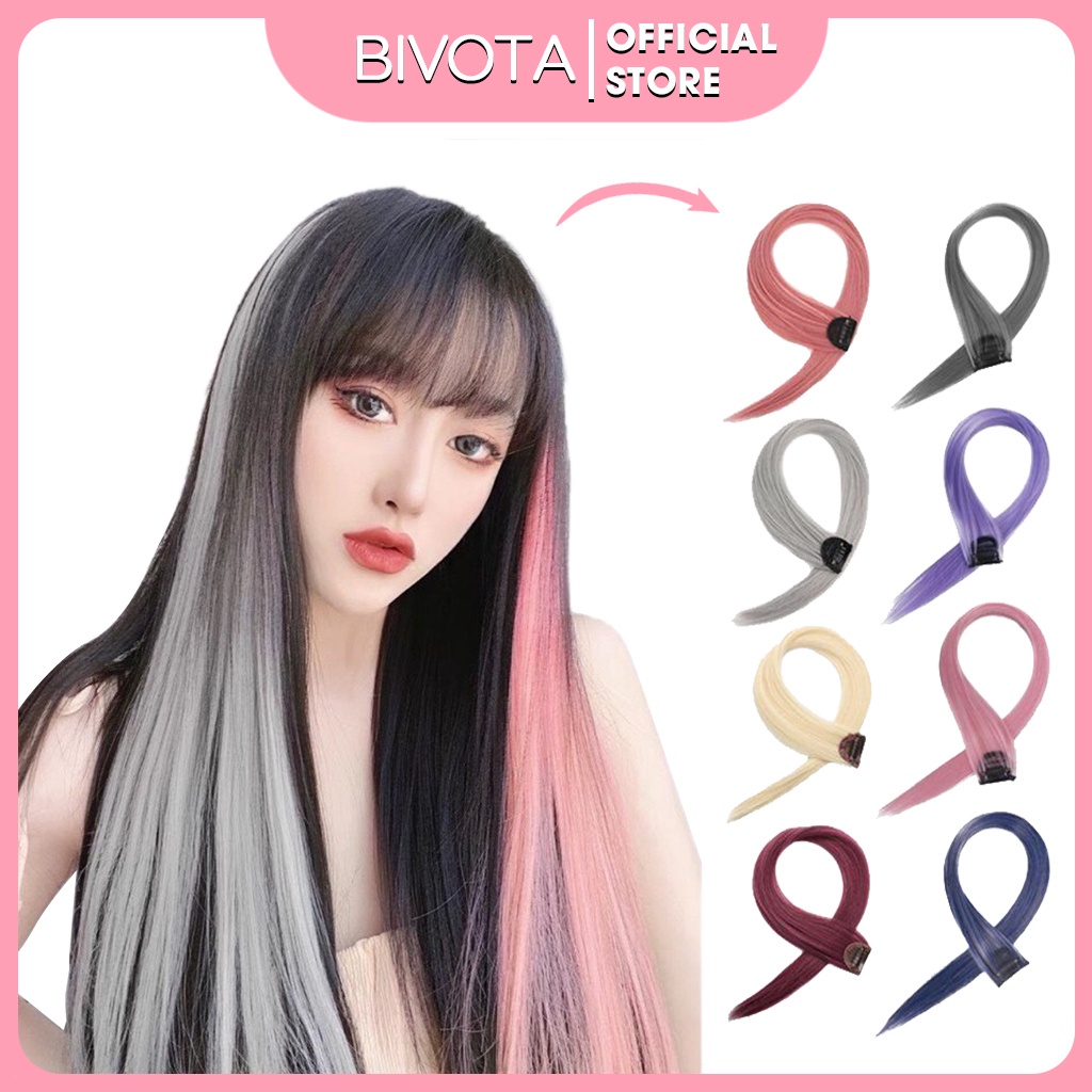 Tóc giả Bivota tóc kẹp highlight dài 50-55cm nhiều màu phong cách Hàn Quốc cực xinh MC21