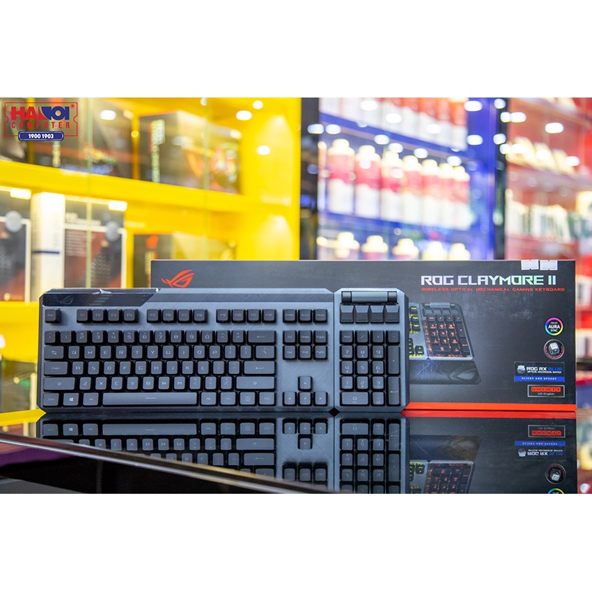 Bàn phím cơ không dây Asus ROG Claymore II Đi kèm kê tay nam châm có thể tháo rời