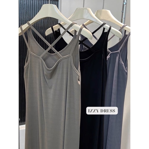 (Hàng sẵn) MIJIN.CO: Đầm 2 dây basic vải thun tăm IZZY DRESS