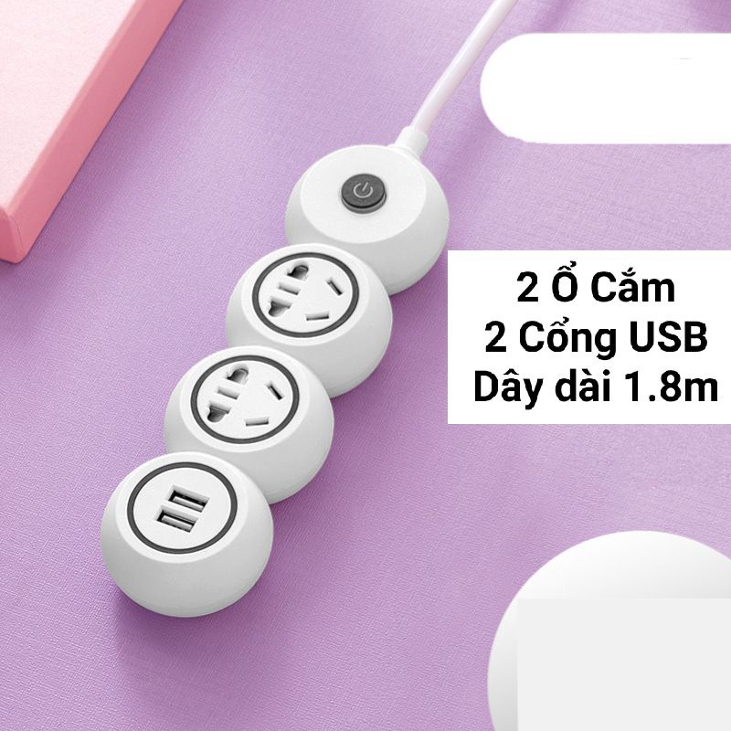 Ổ căm điện đa năng hình cây kẹo kéo kèm cổng sạc USB Ráp ổ cắm thông minh chống giật điện, nhiều màu để chọn lựa
