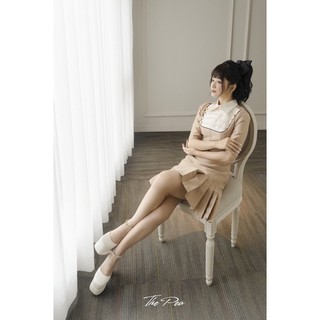 [ẢNH THẬT+VIDEO] VERA DRESS by Thepeavn - Đầm tafta nâu đồng ánh nhũ phối cổ trắng