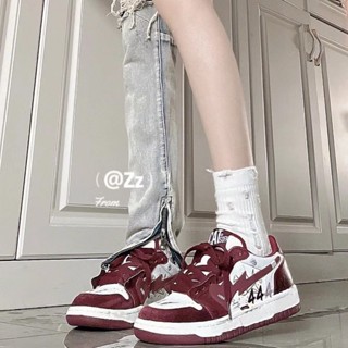 Giày sneaker - giày thể thao màu đỏ đế bằng cho nữ