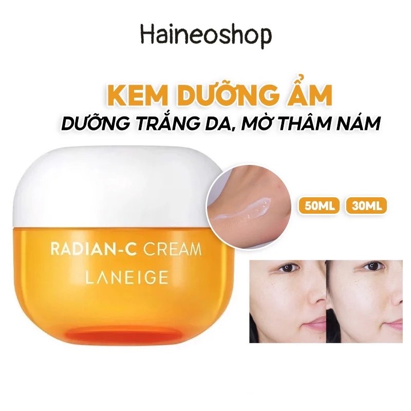 Kem trắng da căng bóng chứa 8.5% Vitamin C & E chống oxy hoá mạnh mẽ Laneige Radian-C Cream 10ml