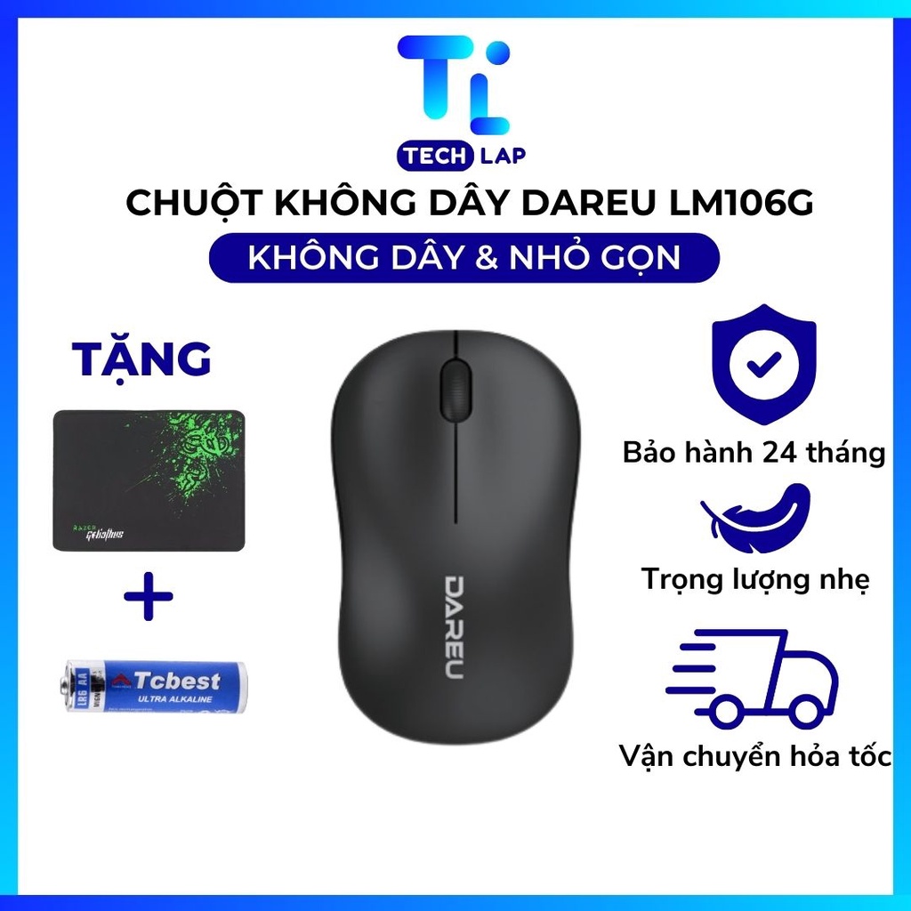 Chuột không dây DareU LM106G Thiết kế nhỏ gọn, Kết nối USB Wireless cho Laptop/PC - Bảo hành 24 tháng | BigBuy360 - bigbuy360.vn