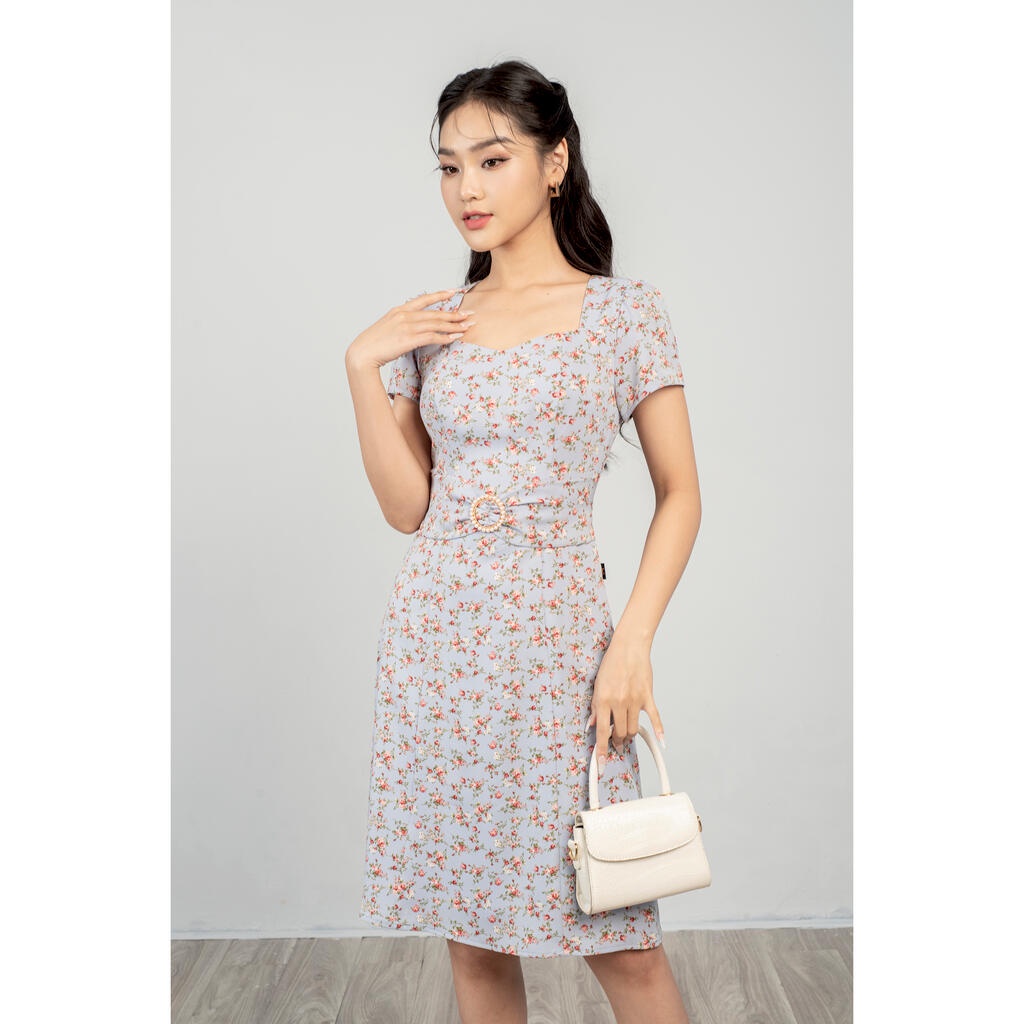 Đầm dáng A, cổ U, kèm đai MMOutfit M-DA060122393