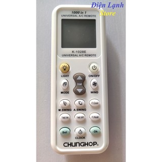 Remote máy lạnh đa năng Chunghop K-1028E tích hợp mã 1000 sản phẩm loại tốt+ tặng cặp pin Toshiba.