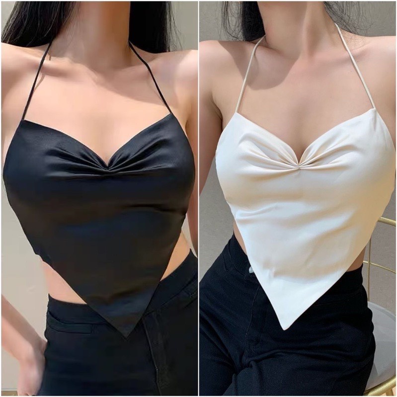 ÁO YẾM CỘT NƠ SAU CÓ MÚT NGỰC SAU LƯNG CHẤT VẢI VON LỤA MỀM MỊN LYIE