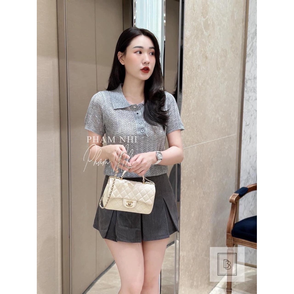 Áo lem dệt kim polo Chất len kim vừa mát thoáng dễ chịu Fom ko kén dáng