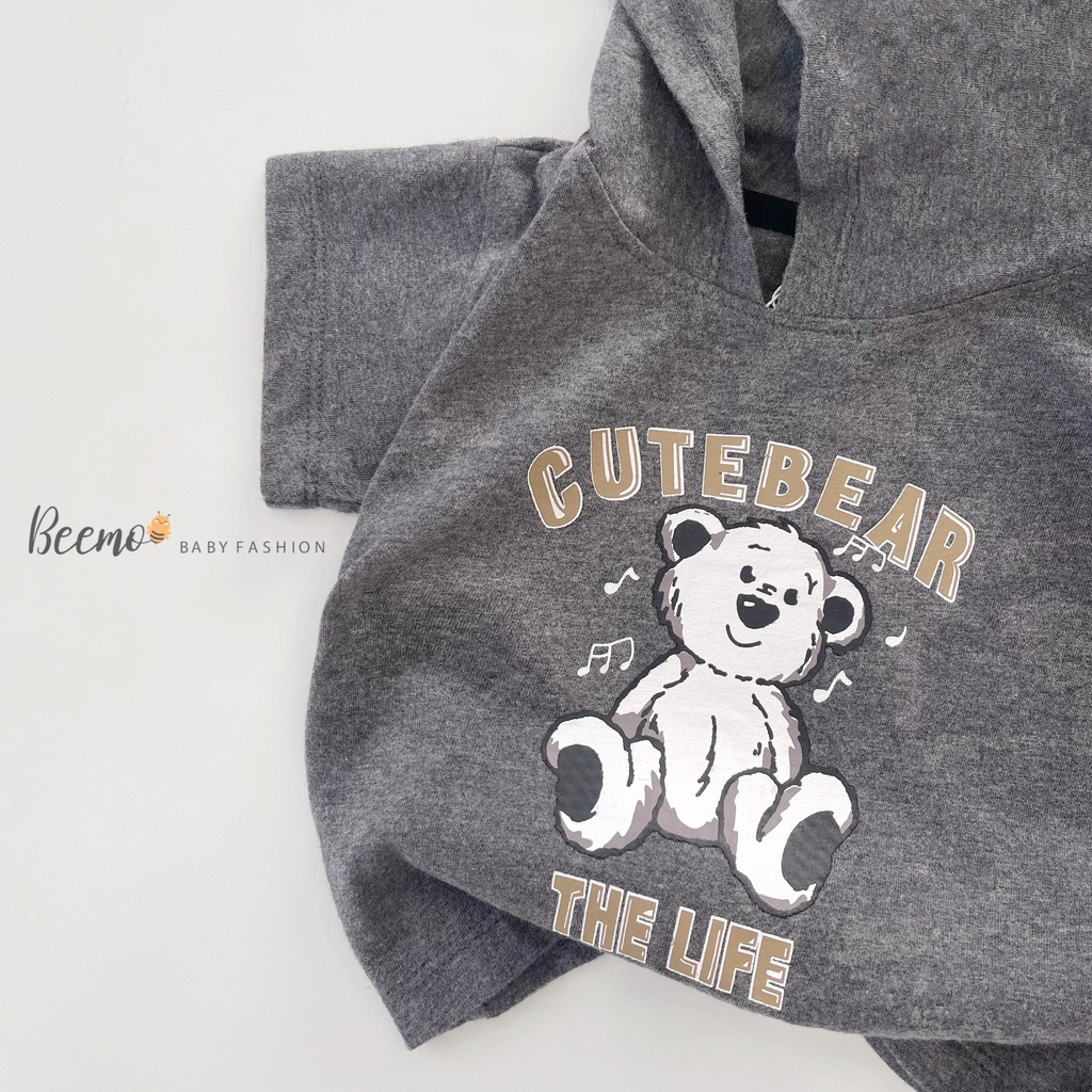 Bộ quần áo phối mũ Cute Bear cho bé Beemo,Chất liệu cotton 100% mềm mát,Thiết kế năng động với hình in lớn B293