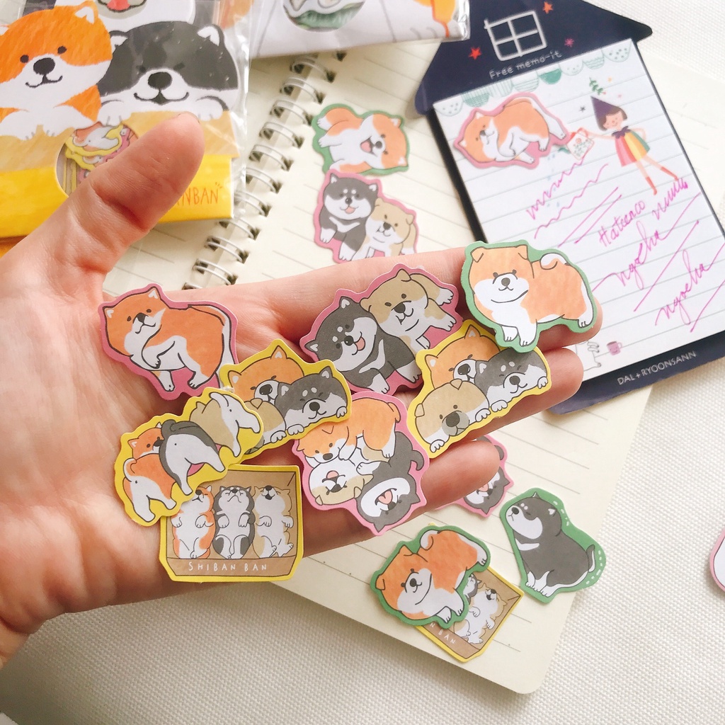 Sticker cute, hình dán chó shiba 30 miếng