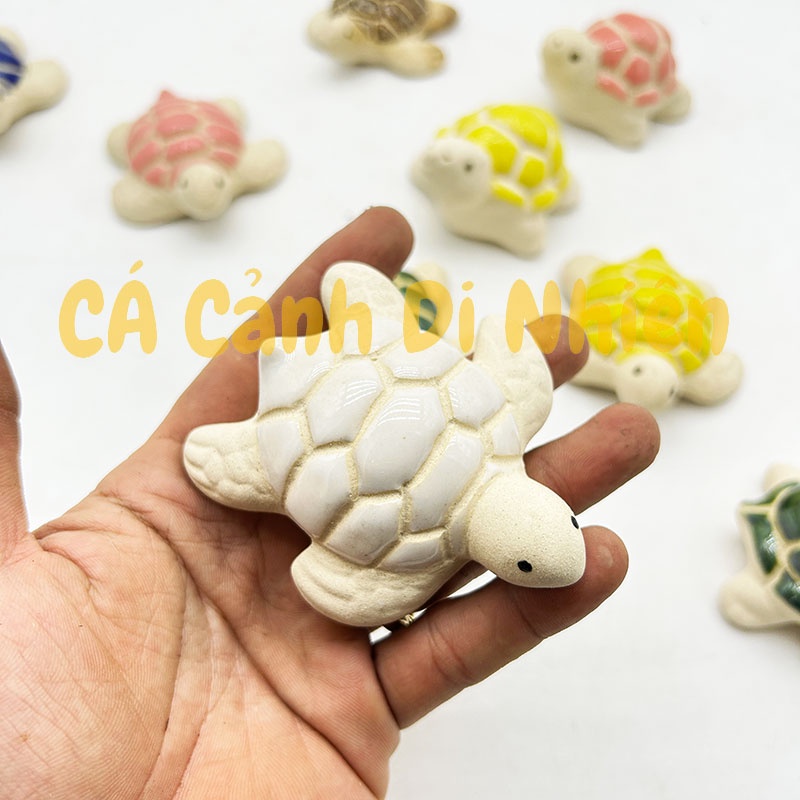 Rùa Baba bằng gốm tráng men làm tiểu cảnh trang trí cho hồ cá size 8 cm