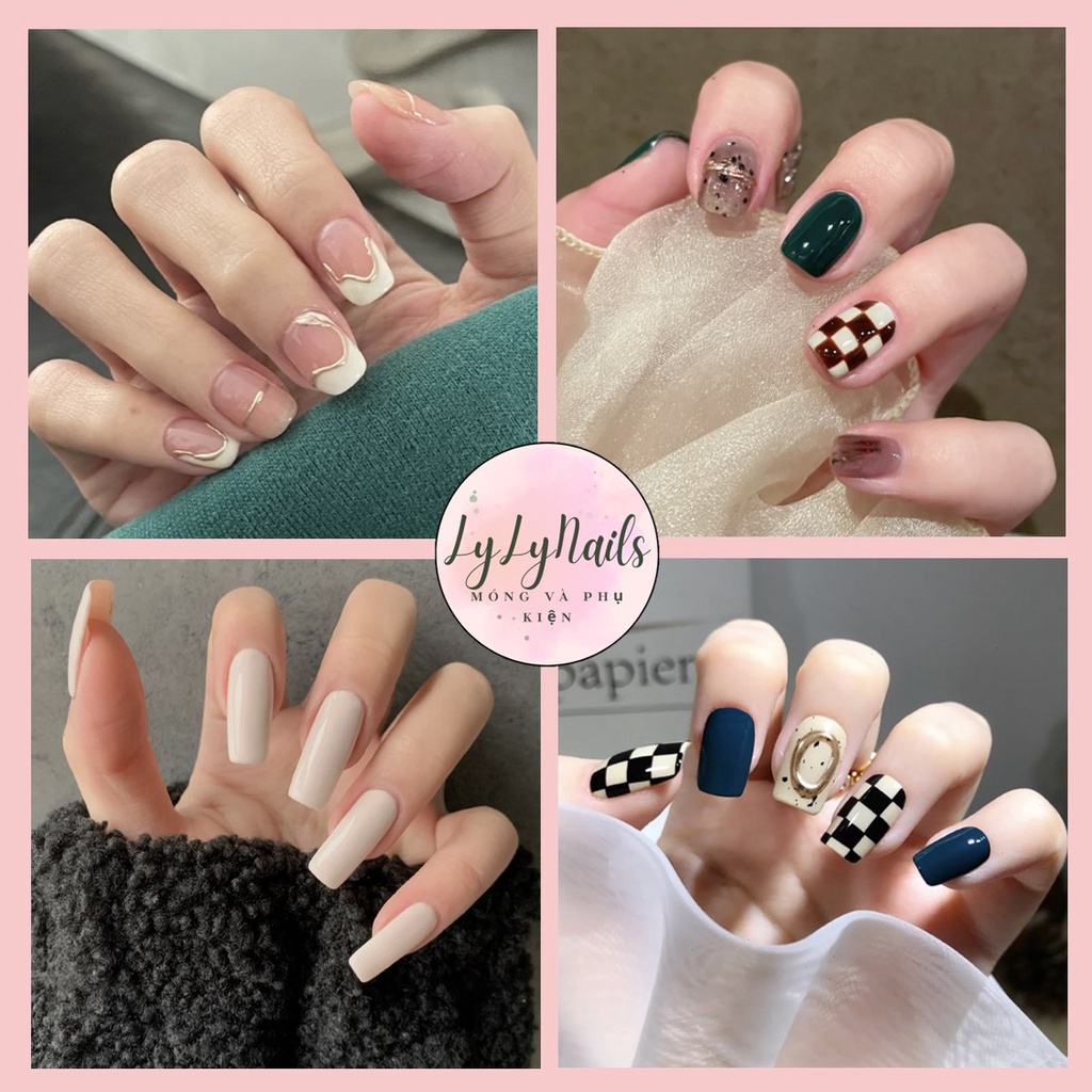 Móng giả Lyly PD01 bộ 24 móng tay giả rẻ thiết kế đẹp thời trang móng úp nailbox