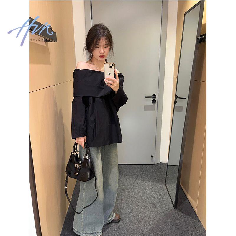 Áo Sơ Mi Tay Dài Trễ Vai Thời Trang Mùa Xuân Cho Nữ