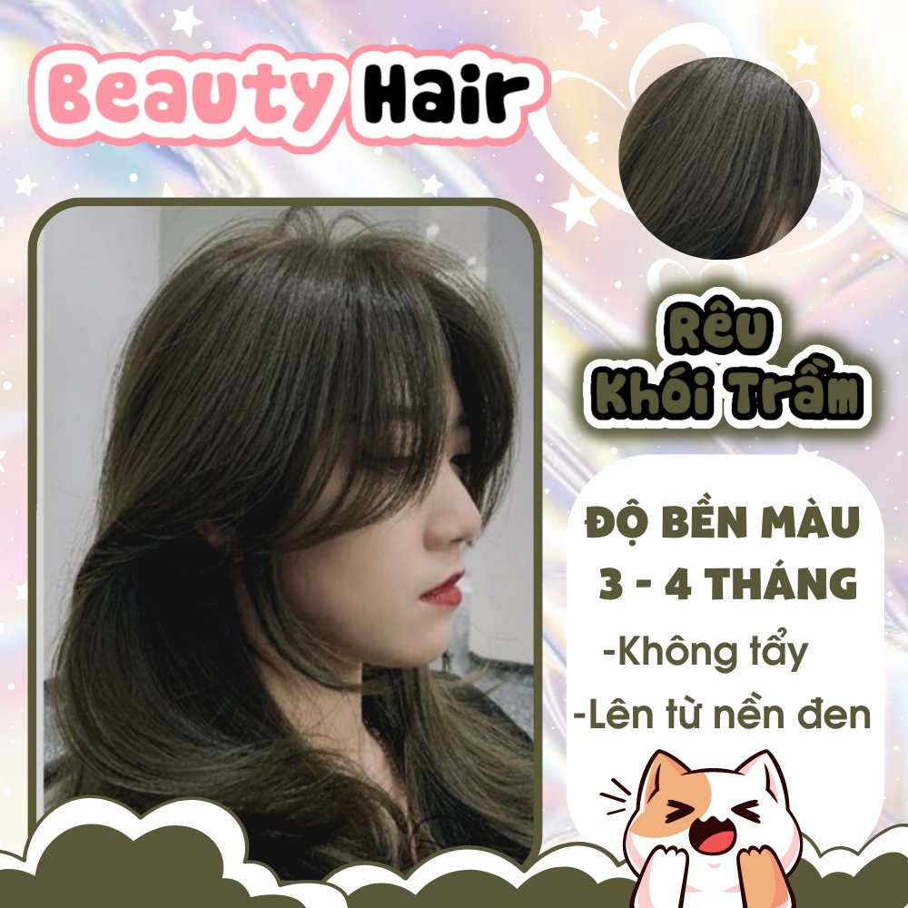 Thuốc nhuộm tóc, thuốc nhuộm tóc Rêu Khói Trầm, tặng kèm oxy trợ dưỡng và bao tay - Beautifull Hair
