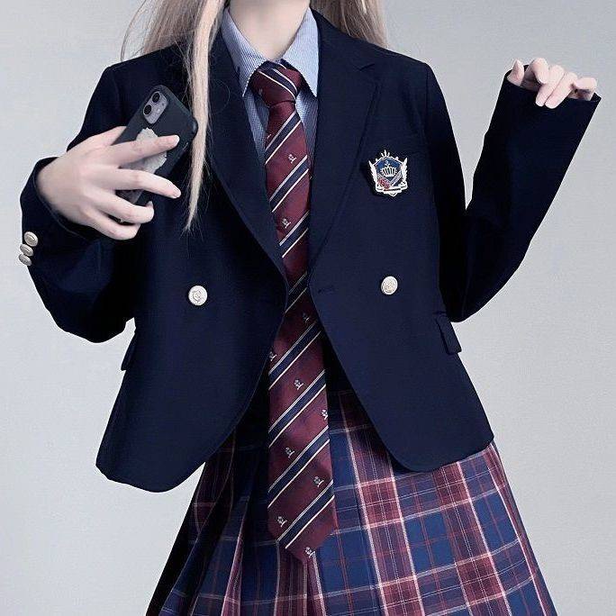 Áo Khoác Blazer Dáng Ngắn Màu Xanh Navy / Nâu / Xanh Navy Phong Cách Preppy Nhiều Màu Lựa Chọn D Ng Ng Th / Trang jk o Kho c Mùa Xuân Thu Cho Học Sinh