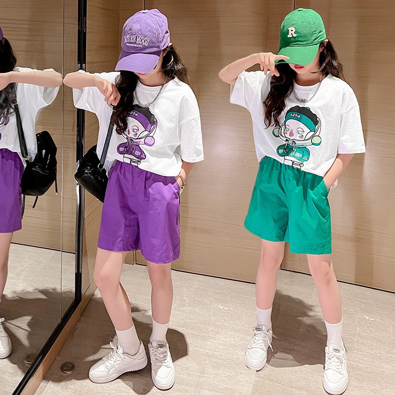 Bộ quần áo cộc tay thun hè "CHIBI" 14-48kg cho bé gái 4-14 tuổi. Thiết kế đẹp - Hàng may kỹ. STG65