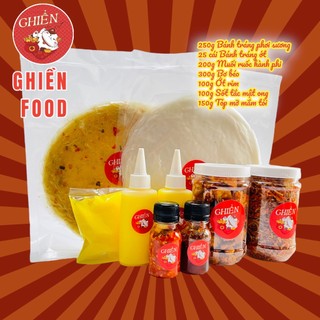 Combo Bánh tráng mix đặc biệt, tóp mỡ, sốt tắc, ớt rim, muối ruốc hành phi, bơ 1350g Siêu ngon Ghiền food đồ ăn vặt