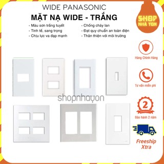 Mặt nạ ổ điện Panasonic WIDE trắng tuyết chống cháy chống va đập gắn hạt lớn - Mặt nạ âm tường