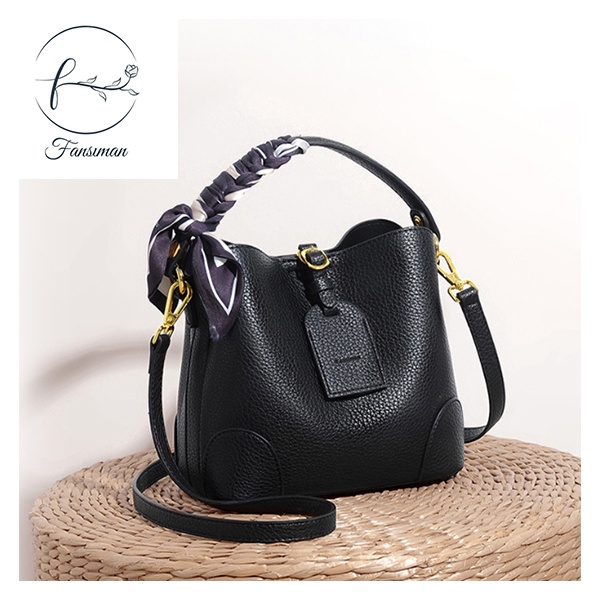 Túi xách nữ FANSIMAN chính hãng kèm dây lụa, kiểu túi messenger cầm tay, đeo vai da sang trọng FSH106