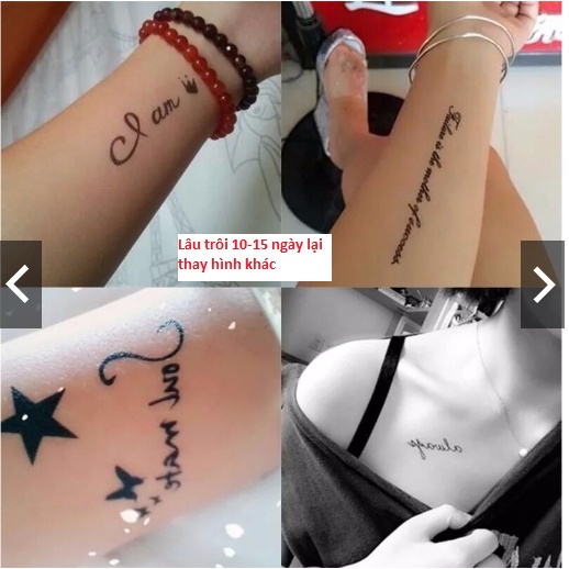 Hình Xăm Dán Họa Tiết Hoa / Lông Vũ / Trái Tim Thời Trang Đường Phố Chống Thấm Nước SIÊU CUTE