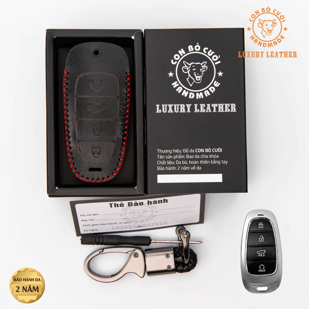 Bao Da Chìa Khóa Ô tô Hyundai Santafe 2021-2023, Tucson 2022 Da bò thật