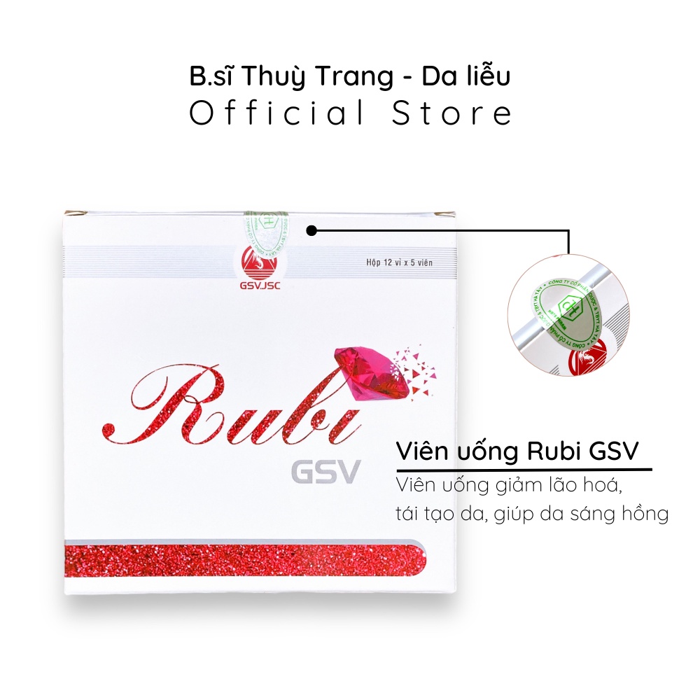 Viên uống giảm lão hóa, bổ sung vitamin cho da sạm, nám, tàn nhang Rubi GSV - hộp 60 viên