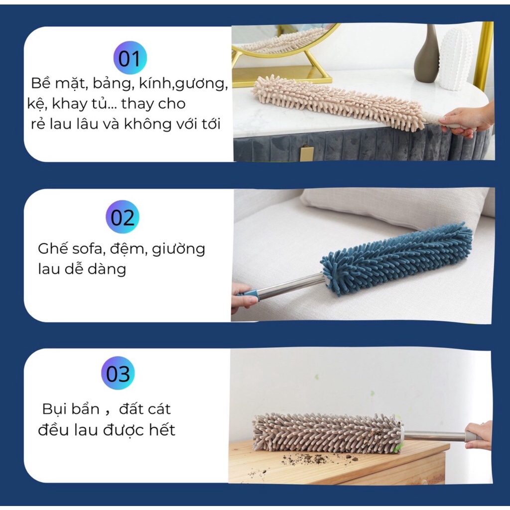 Chổi quét bụi trần nhà, Chổi kéo dài gấp gọn quét lau đa năng tiện lợi