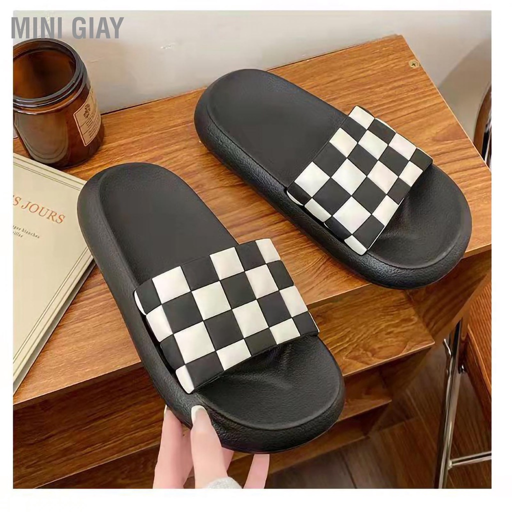 Bán nóng Dép Trượt Nonslip Mềm Mại Thoải Mái Nữ Đen Trắng Kẻ caro Mùa Hè Nền Tảng