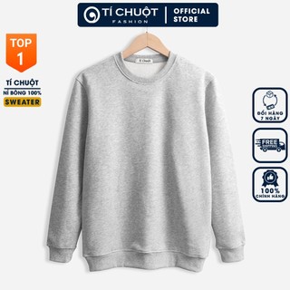 [FREESHIP] Áo Sweater Trơn Nam Nữ Form Rộng, Áo Tay Dài Nỉ Bông, Áo Sweater Basic Dày Mềm Mịn - Tí Chuột Studio
