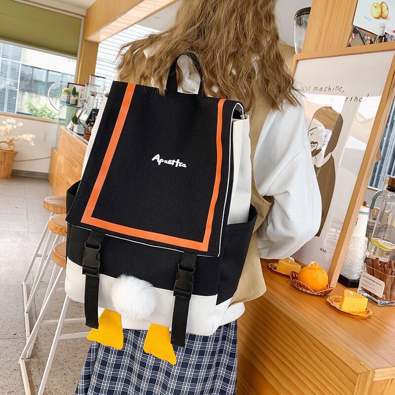 Balo hình dáng mông vịt vải Canvas kiểu dáng dễ thương dùng đi chơi đi học