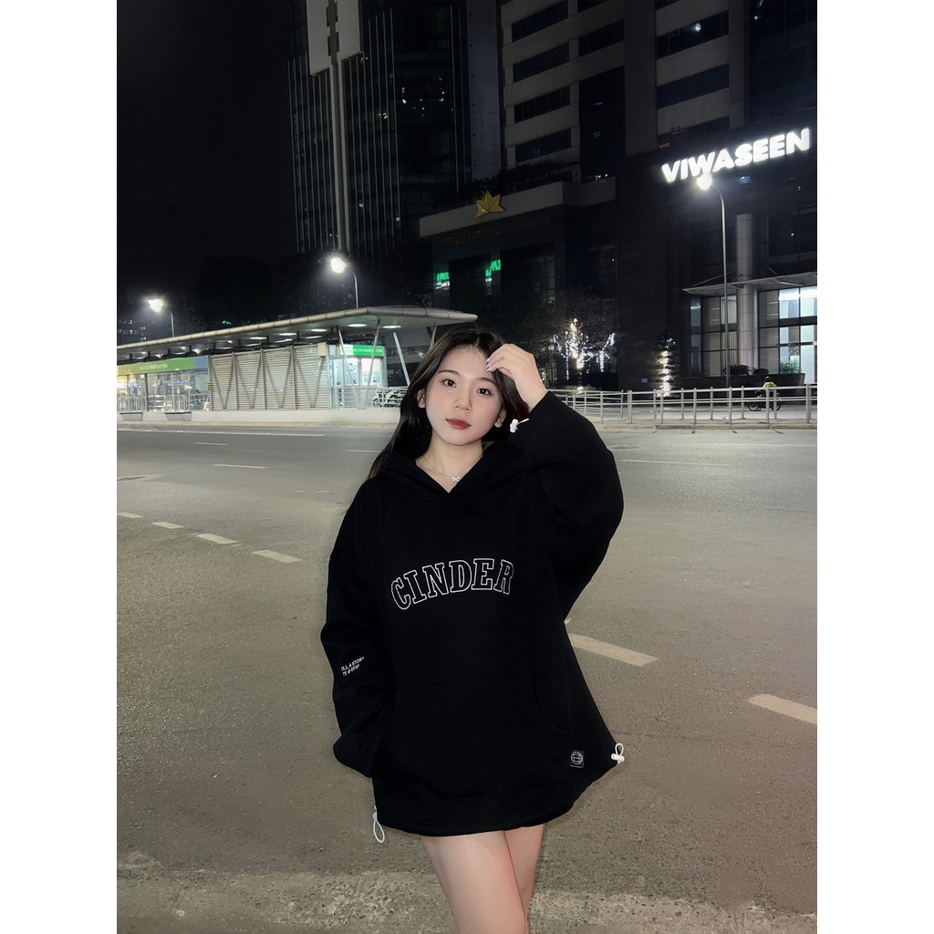 Áo Hoodie Academy Cinder Màu Đen, Áo Hoodie Nam Nữ Form Rộng