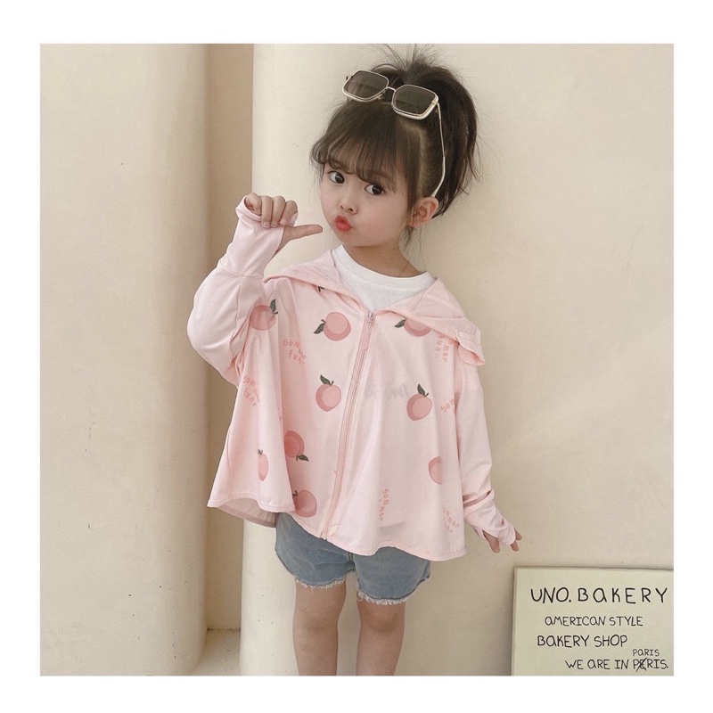 Áo chống nắng cho bé có mũ che đầu, che mặt, che tay mỏng, thoáng khí