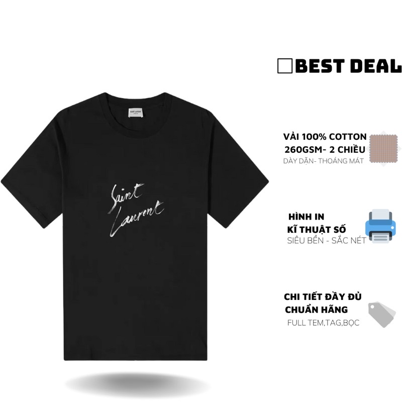 Áo thun Saint Laurent Signature Logo cao cấp Áo thun Saint Laurent nam nữ mới nhất