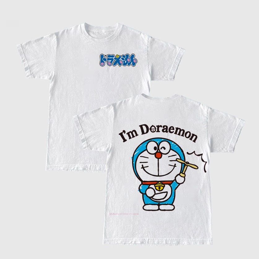 Áo Thun Mèo Máy Doraemon In Hình 2 Mặt Mẫu Mới Unisex Nam Nữ