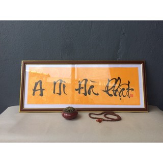 Tranh thư pháp viết tay a di đà phật - tranh đồng phúc